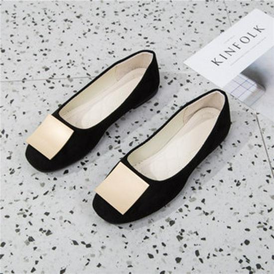 Wiosna/Lato 2025 Damskie Płaskie Buty w Koreańskim Stylu, Skórzane, Kwadratowy Nosek, Duży Rozmiar 43