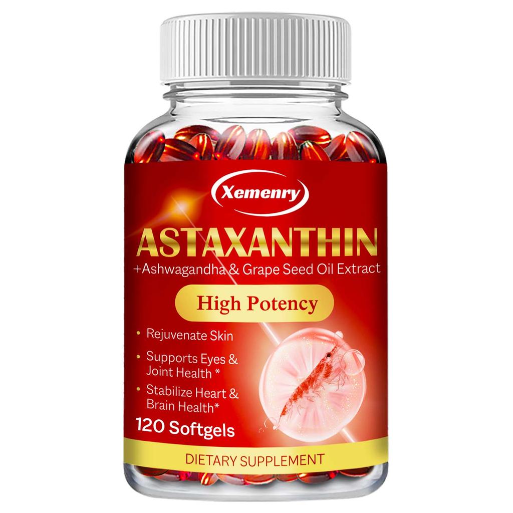 Astaxanthin 24mg Kapseln - Starkes Antioxidans - mit Ashwagandha-Wurzelextrakt