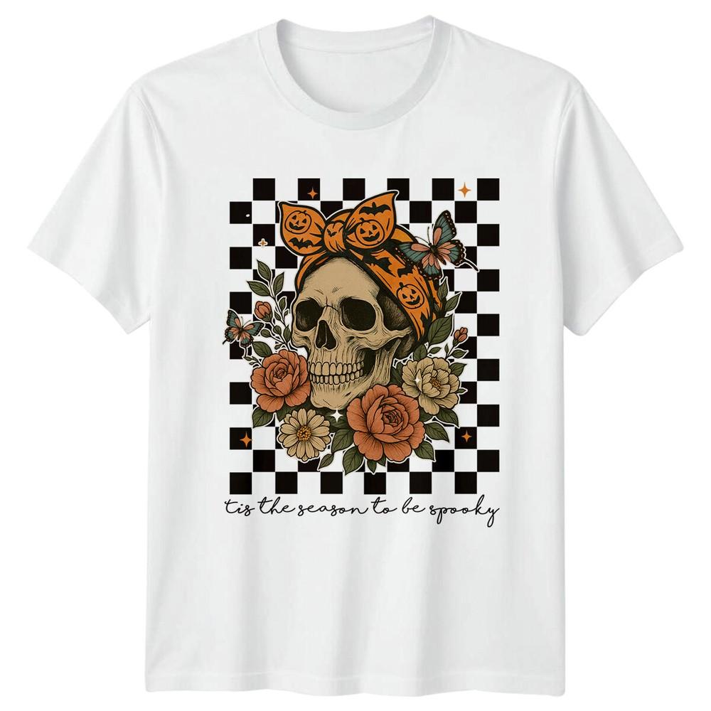 Skull tis the season to be spooky Halloween Unisexs TShirt Unisexs Tee Graphic Top S