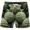 Fashionable Comfortable Plus Size Drawstring Loose Watermelon 3D Shorts Men Creative Colorful Summer Leisure Holiday Cool Daily Versatile Shorts