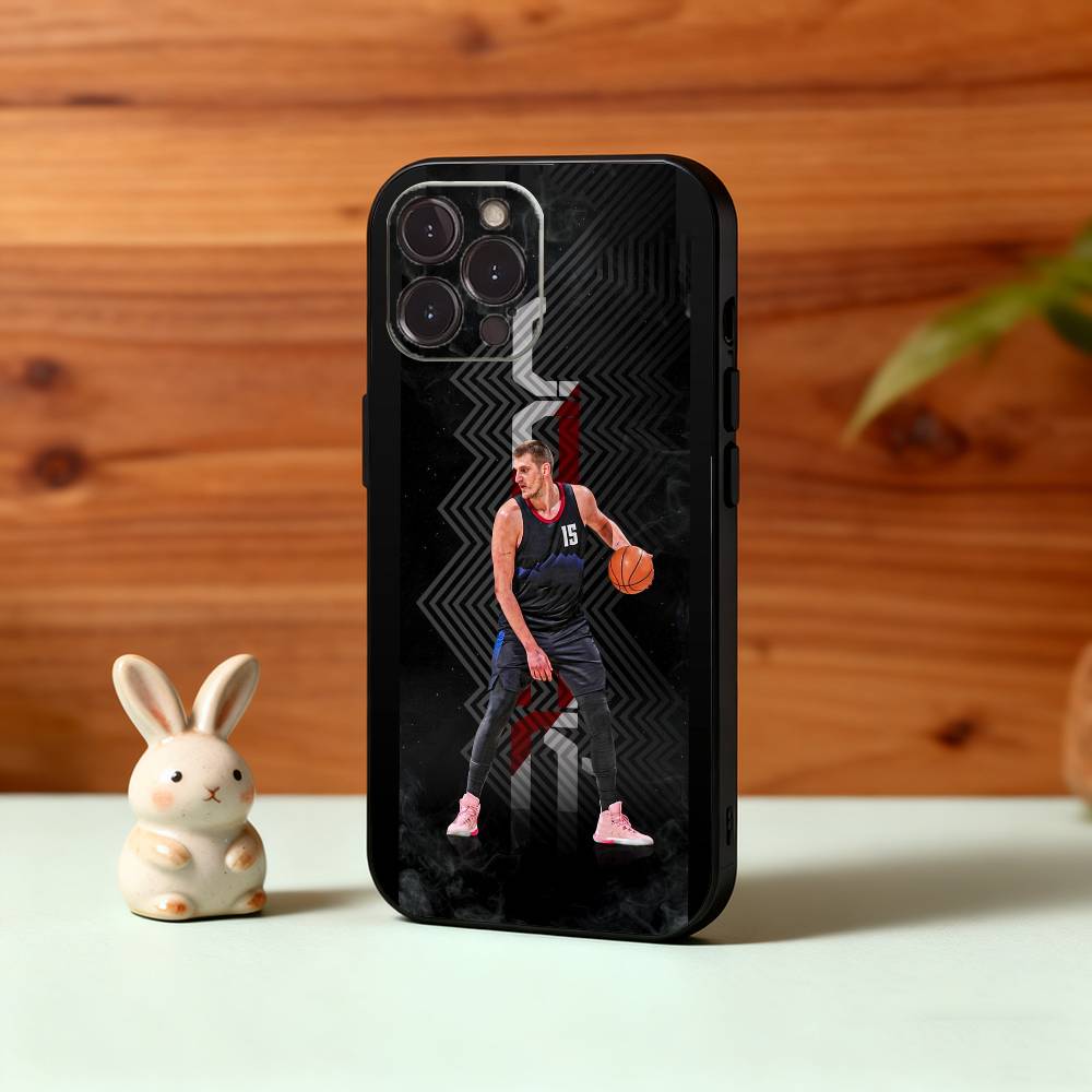 BASKETBALL N-Nikola J-Jokic NJ Phone Case For iPhone17,16,15,14,13,12Plus,Pro Max,XS,5G Soft Silicone Black Cover