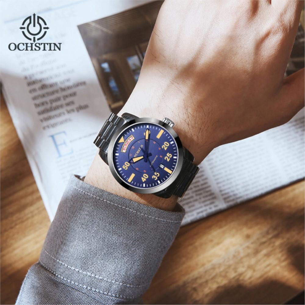 Ochstin New Luxury Stainless Steel Watch Fully Automatic Mechanical Movement Wristwatch Waterproof Men's Watches