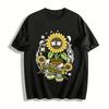 Funny DJ Sunflower Turntable Graphic Casual Top Pure Cotton T-shirt