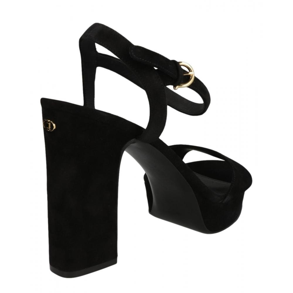 Salvatore Ferragamo Trento 2 Suede Platform Sandals Black