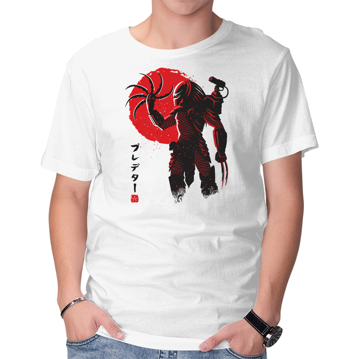 Unisex Crew Neck T-Shirt Predator Red Graphic Short Sleeve Casual Tee M