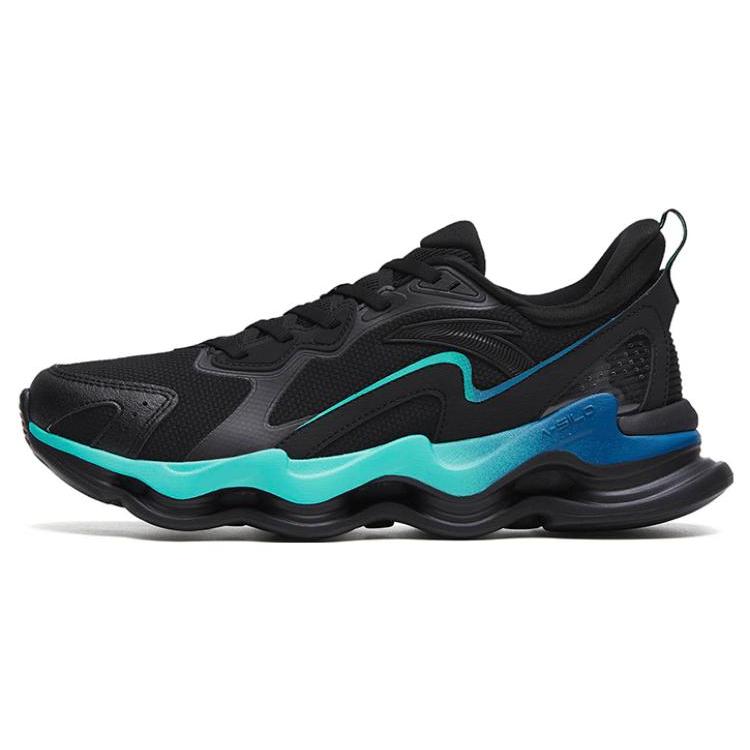 New Anta Cushioning Anti Slip And Wear Resistant Low Top Running Shoes Men's Black Green 112315555-1