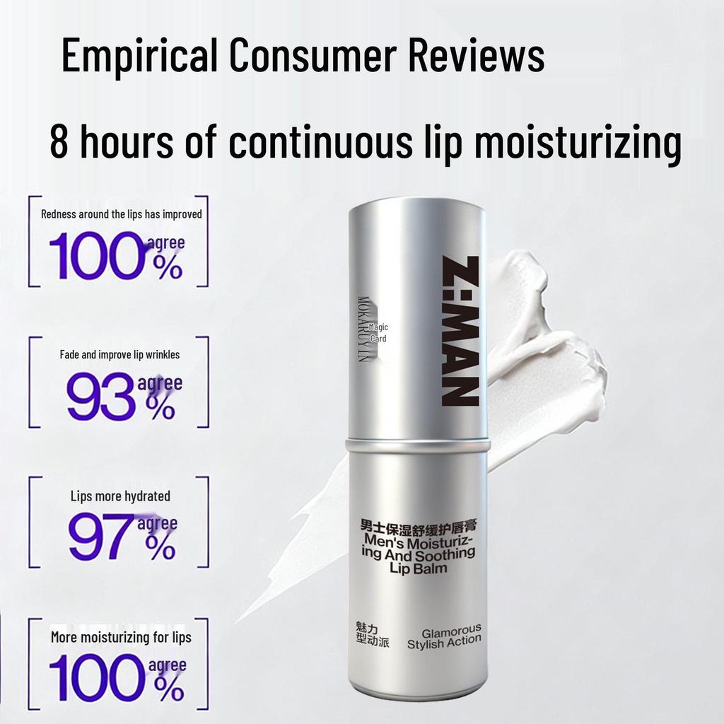 Mokaru Yin Men's Hydrating Soothing Lip Balm - Natural, Colorless, Non-Greasy, and Anti-Cracking Moisturizer