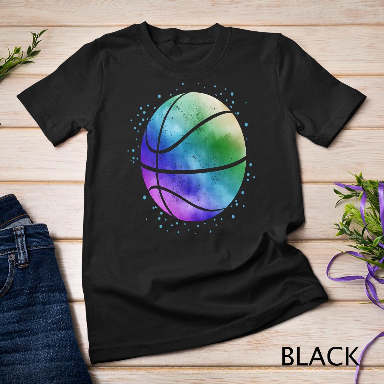 Basketball Shirt Rainbow Trippy Hippie Basketball Lover Gift Unisex T-Shirt Mens Womens Tees Top S