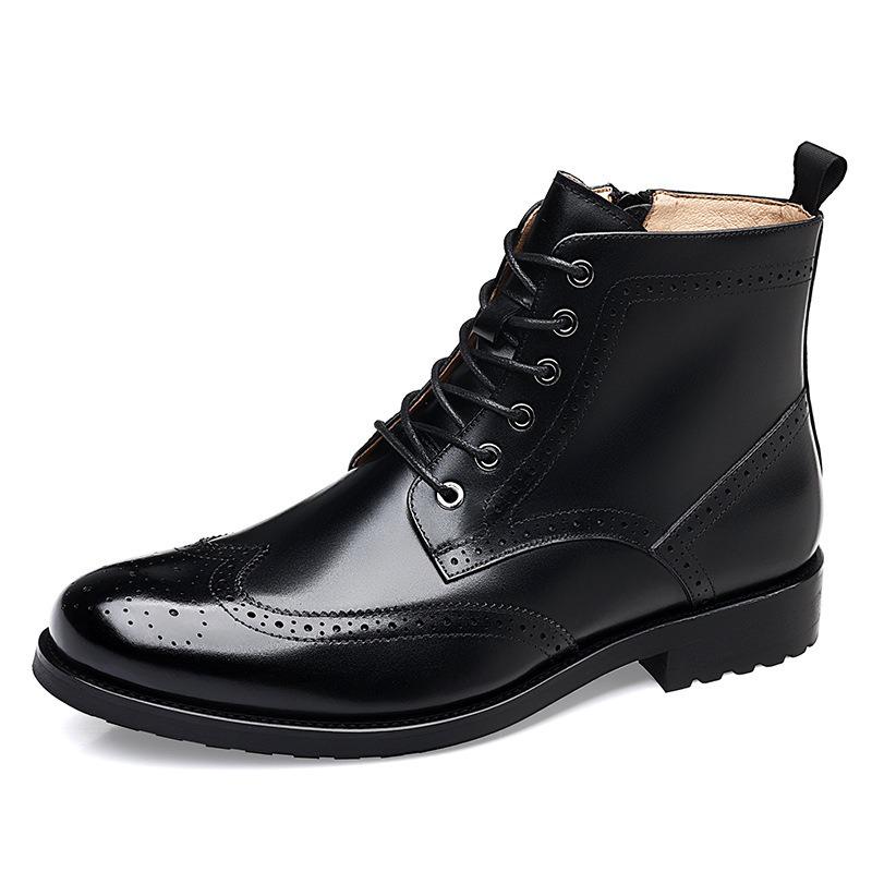 Men's Hand-Carved Leather High-Top Martin Boots: Casual Business Style