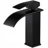 Black Standing Waterfall Cubic Bathroom Sink Faucet