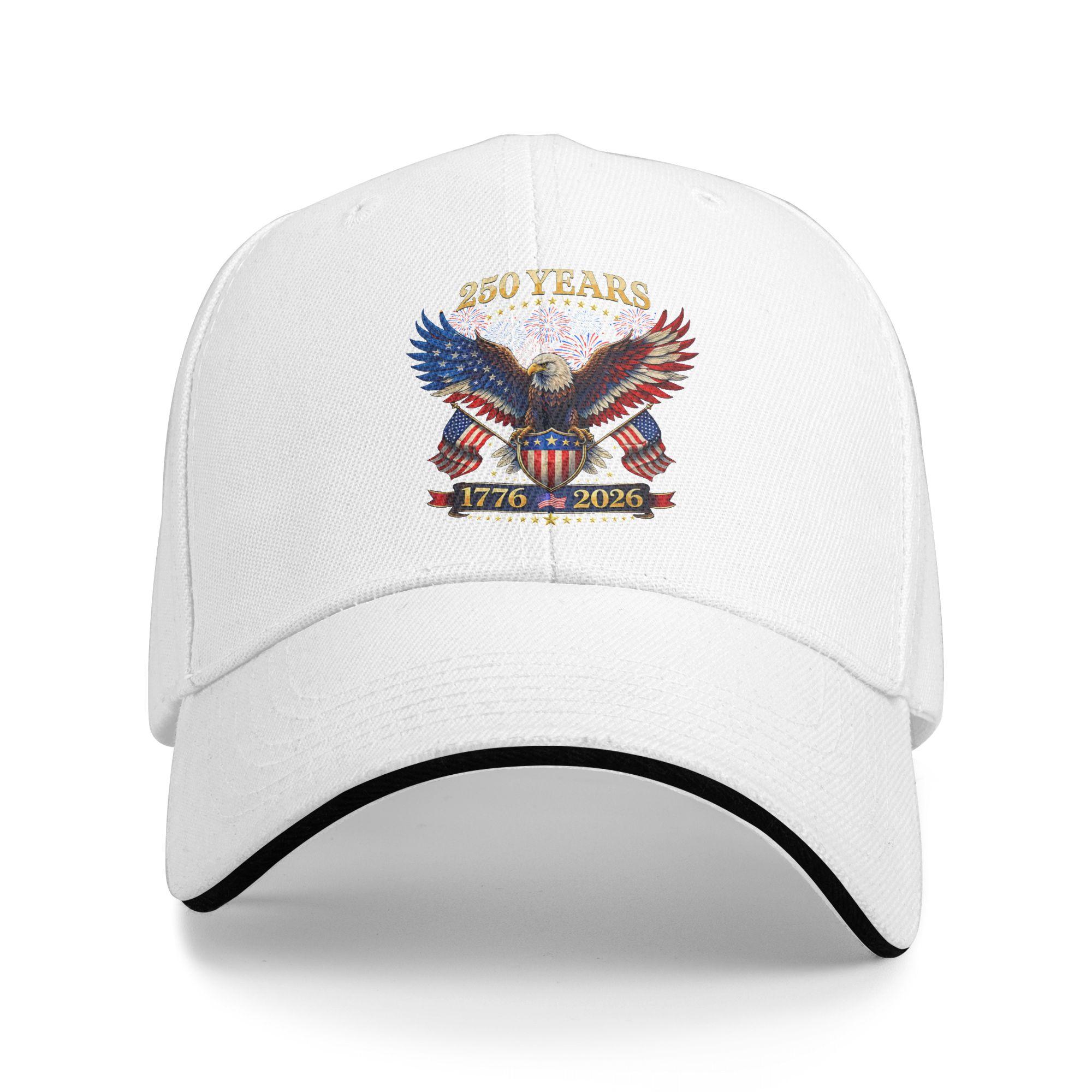 

250 Years American 1776 2026 250th 4th July Independence Day Sun Baseball Cap Summer Trucker Hat Men Tennis Skate Snapback Cap As Picture белый