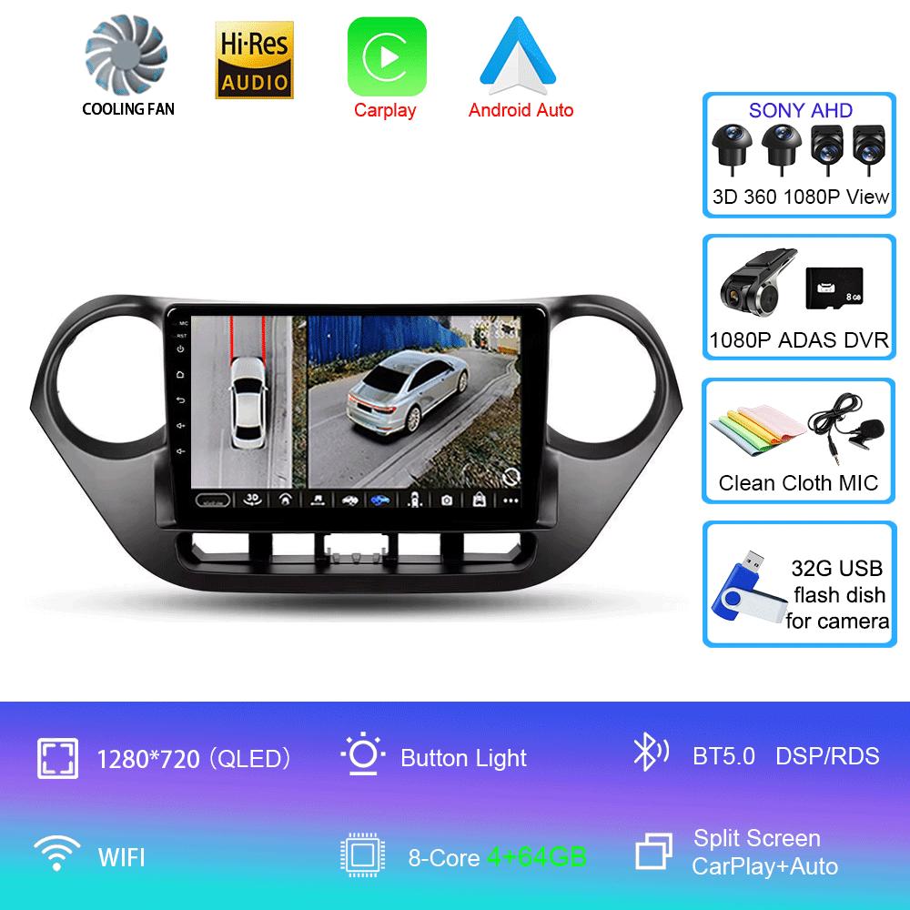 Car Radio Android 14 Carplay Auto Multimedia Player For Hyundai I10 2013 - 2018 Navigation Autoradio GPS Stereo 2din Head Unit