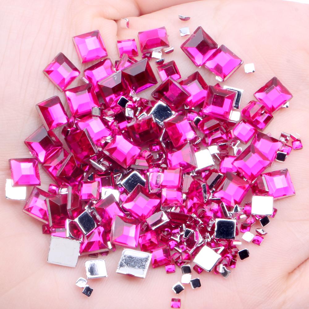 Hot Sale 4mm Acrylic Loose 10000pcs FlatBack Square Gems for Crafts Scrapbooking DIY Bags Clothes Nail Art Decoration