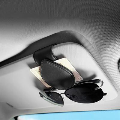 1 Pc Car Leather Sun Visor with Eyeglass Card and Ticket Holder Accessories