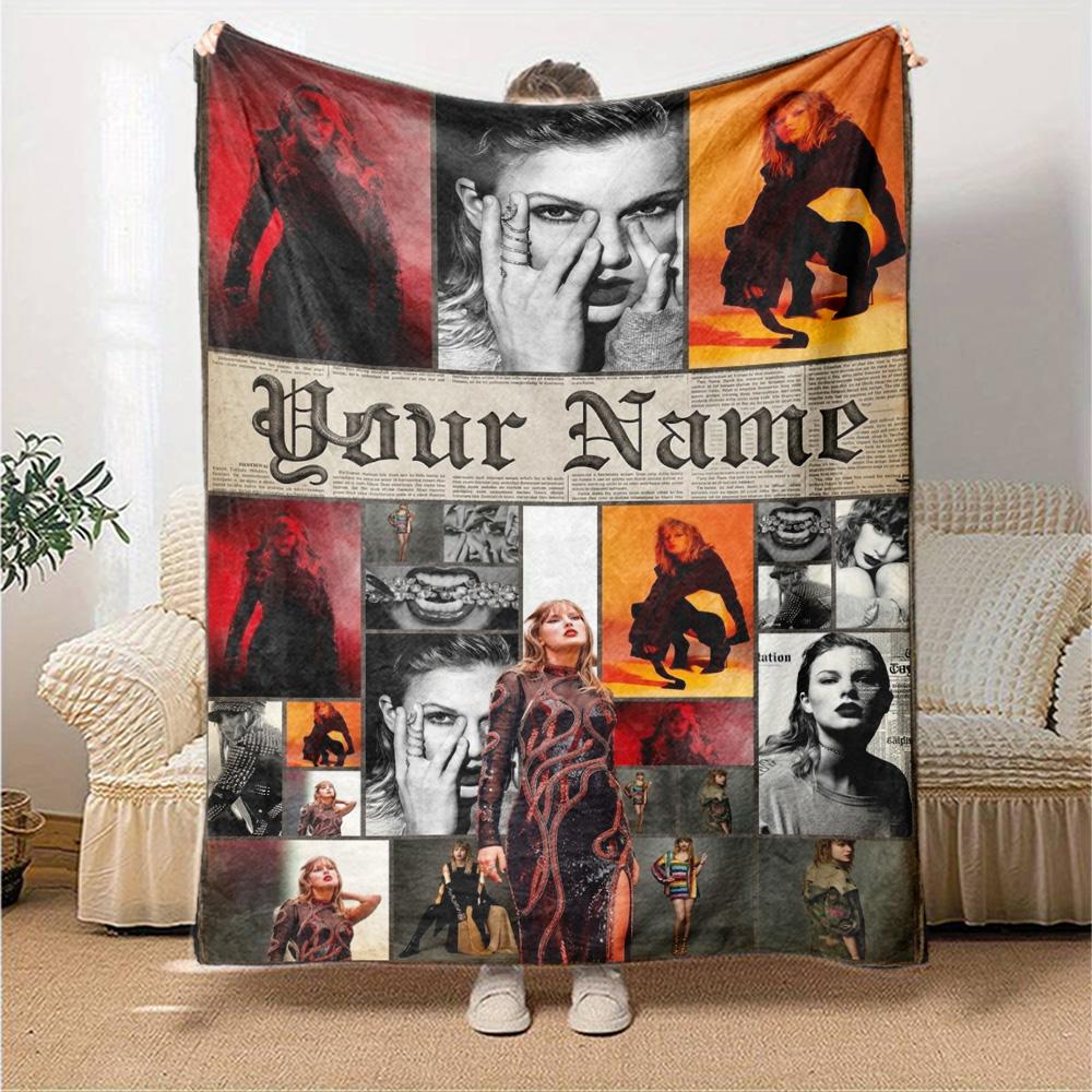 Name Custom Taylor Poster Print Flannel Blanket High Quality Warm Comfortable Cover for All Seasons Perfect for Gifts Home Decor