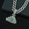 Popular diamond-encrusted money bag pendant, new alloy necklace, daily casual wear, personalized hip-hop Cuban chain.