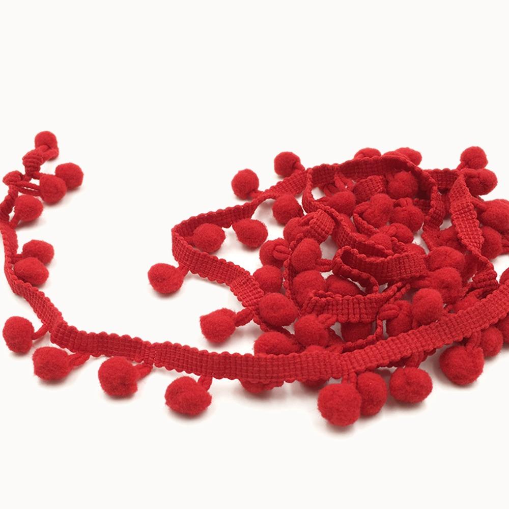 

20yard Mini Size Pom Pom Trim 1.2cm Ball Tablecloth Edge Pompom Fringe Ribbon Pillow Decoration DIY Craft Mini Pearl Pompom 20 yards червоний