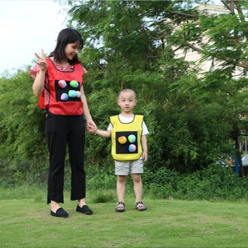 Children's Sticky Ball Vest Interactive Outdoor Toy For Kindergarten Parent-child Activities Orange