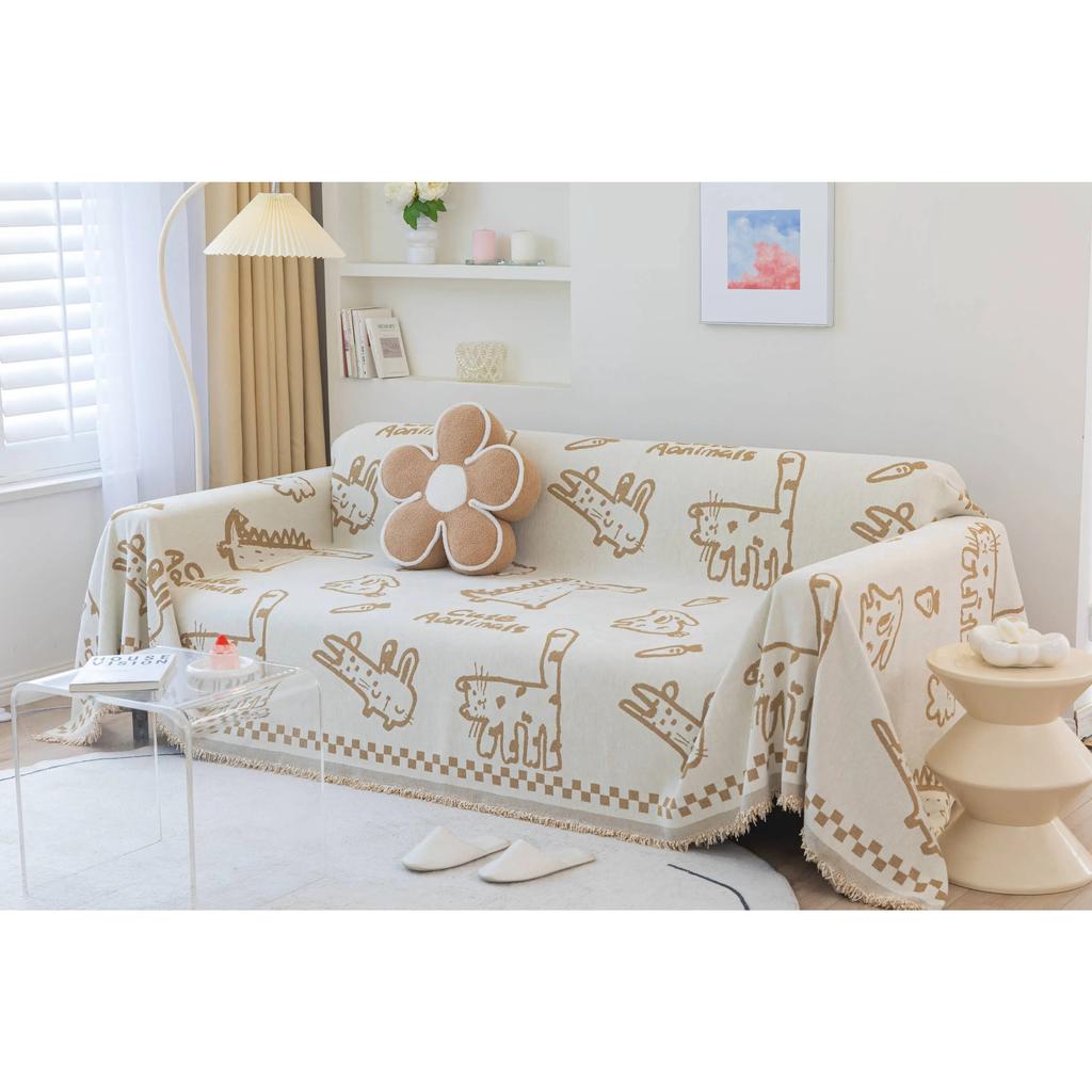 1pc Sofa Cover, Universal Sofa Slipcover For All Seasons, Non-slip Sofa Cover Blanket, Sofa Cushion Protective Cover, Suitable F