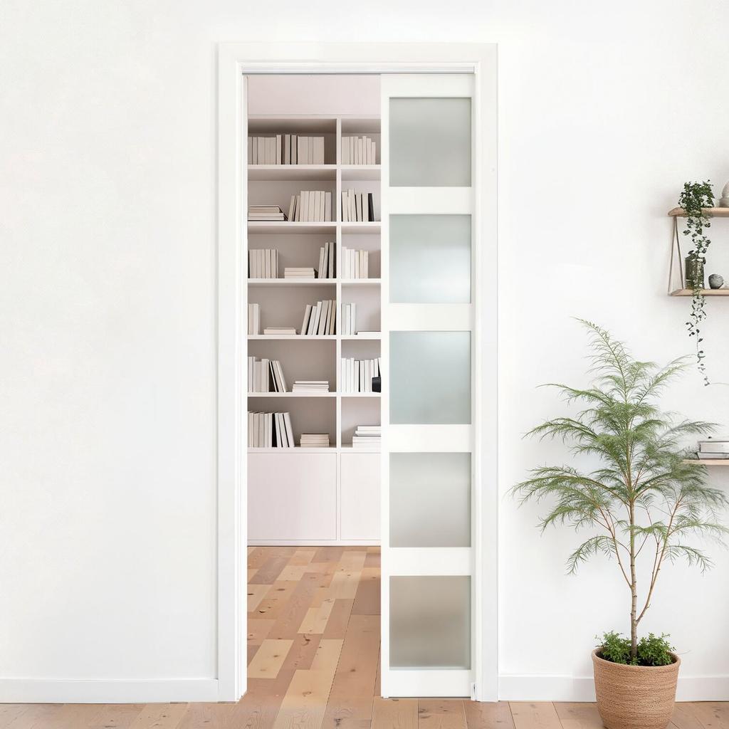Sliding Pocket Door Hardware Track Kit, 1441 mm Pocket Door Track Kit with Soft Close Mechanism for Smooth and Quiet Sliding, Easy to Install, for 25