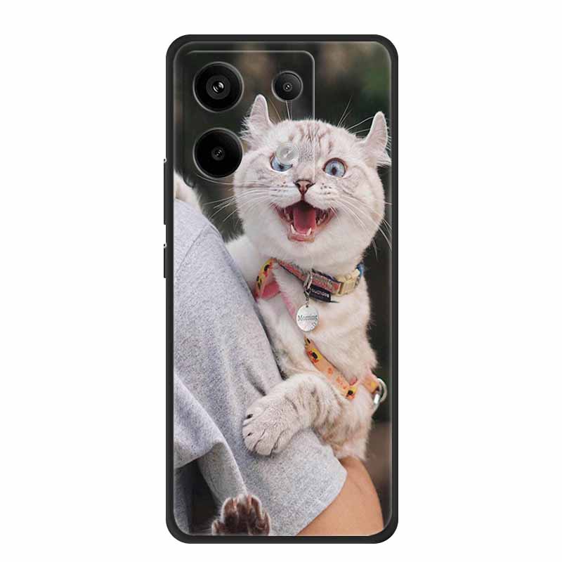 For Redmi Note 13 pro Case Pink Phone Case Fashion Silicone TPU Soft Back Cover Redmi Note 13 Pro Flower Capa 6.67" Cats Coque