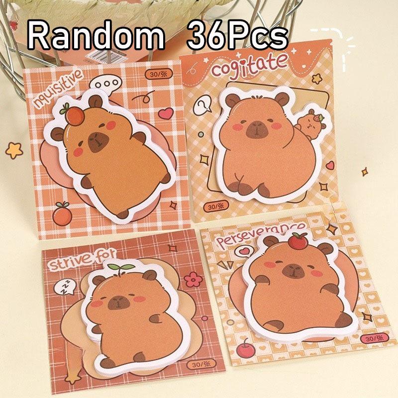 

36Pcs Creative Capybara Memo Pad Cute Cartoon Sticky Notes Message Sticker Book Kawaii Writing Pads School Office Supplies 36Pcs
