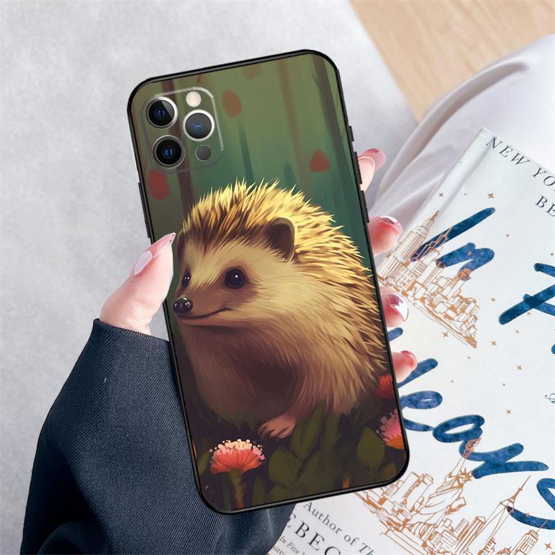 Cute Little Hedgehog Phone Case For iPhone 15 16 Pro Max 11 12 13 Mini 14 Pro Max XR 15 16 Plus 16e Cover Coque