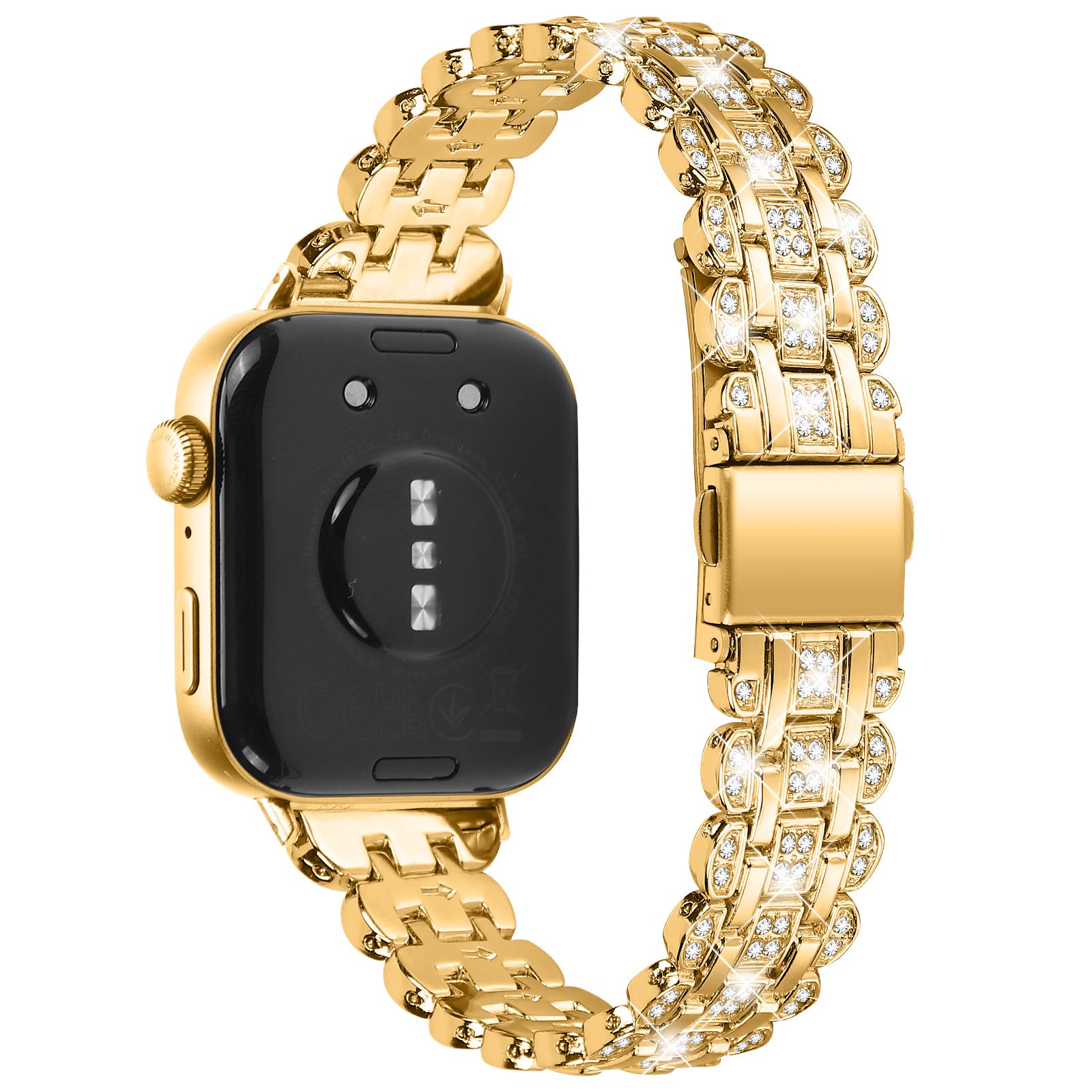 

Металлический ремешок для часов Huawei Watch Fit 3, браслет с цветочным узором из стразов Gold