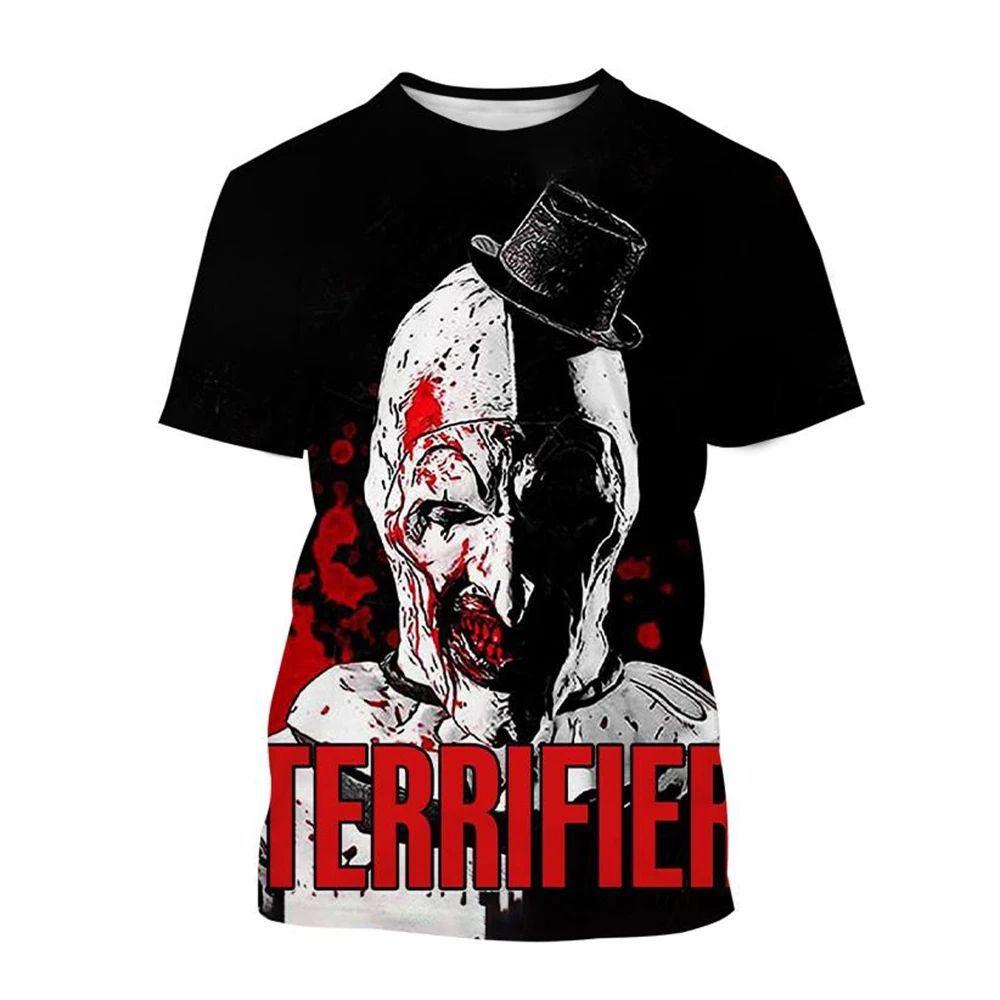 Summer Horror Movie 3D Digital Printed T-shirt Men's Clown Short Sleeved T-shirt