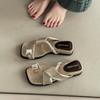 Vintage Set of Toe Slippers Summer French Rhinestone Casual with Skirt Beach Lady Square Head Slope and Cool Slippers