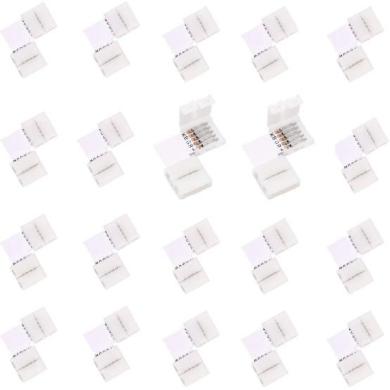 L Shape 5 Pins Connector 10mm Right Angle Corner Solderless Connector Clip for SMD 5050 RGBW RGBWW Fireproof Material 5 Conductor LED Strip Lights