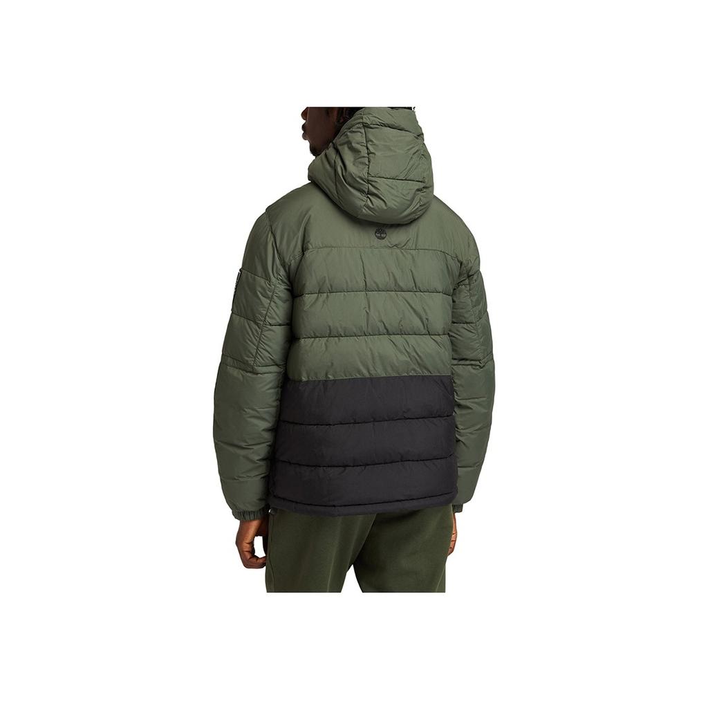 Timberland Embroidered Logo Warm Color Block Hooded Cotton Jacket Men Jackets Green A2AEB-W74