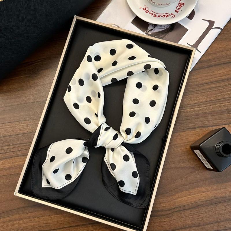 Polka Dot Silk Scarf Square Scarf High-end New Versatile Decorative Scarf Scarf Scarf Neck Cashew Flower Scarf Shawl Can Be Used As a Tube Top