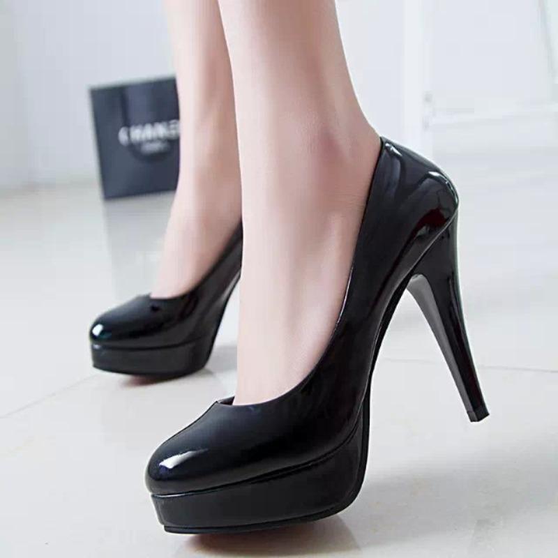Fashion high heels sexy four seasons today new patent leather round head foot stiletto women's shoes