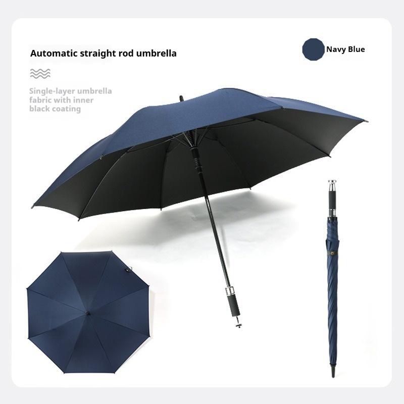 Double oversized silver plated golf umbrella, full fiber long handle straight pole umbrella metal-fiber composite&8K темно-синий