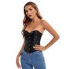 Slim Fit Satin Corset Flower Summer Crop Tops Fashion Waistband Vest  Streetwear