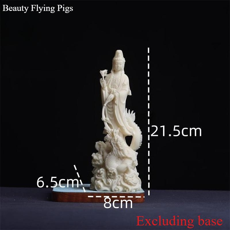 1pc Ivory Fruit Powder Guanyin Ornament Yulong Guanyin Statue Living Room Desktop Decoration Feng Shui Ornaments Home Decoration