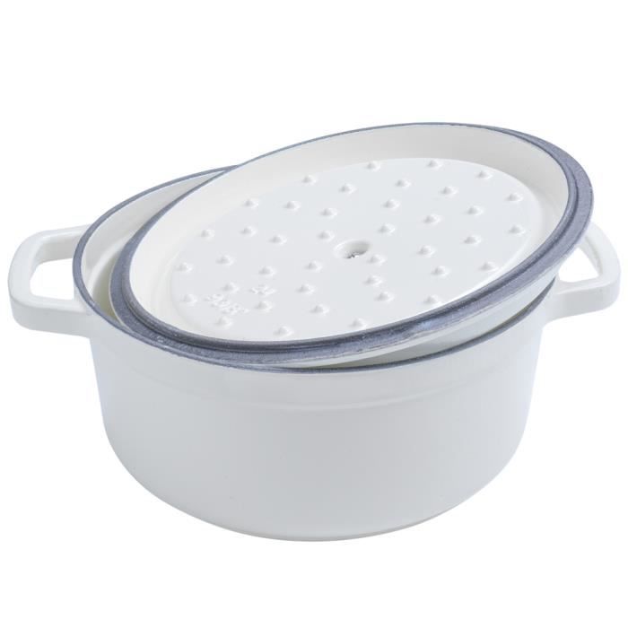 Cocotte pot en fonte rond 22cm Gourmet Tools blanc