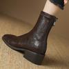 Short boots women's boots 2025 autumn and winter new leather boots with plush thick heels and elastic slimming boots