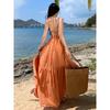 French Vacation Neck Strap Halter Dress Long Dress To Ankle Long Beach Dress Long Dress Elegant