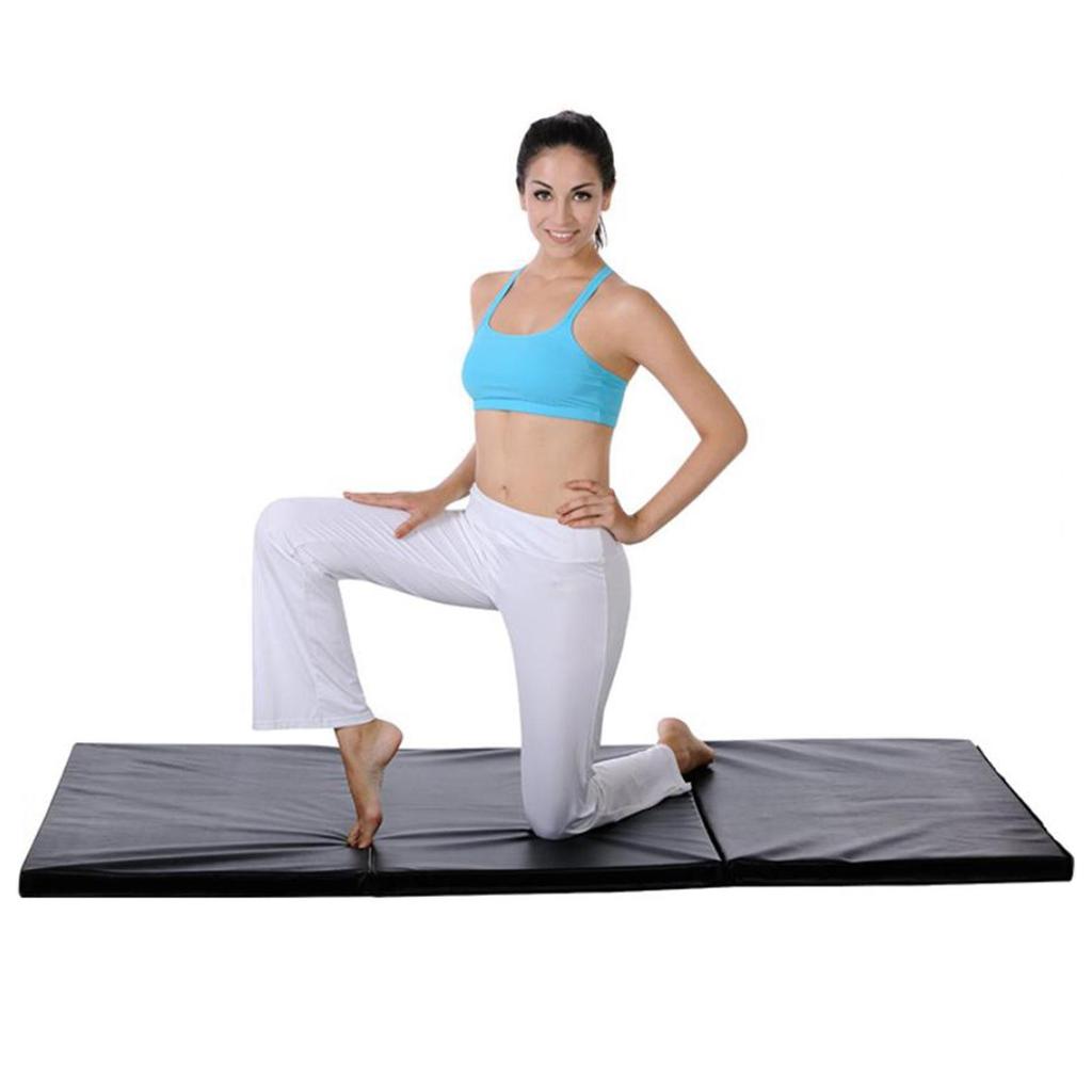 Folding Exercise and Gym Cushion Waterproof Foam 3 Panel Protective Flooring for Pilates Stretching Core Workouts