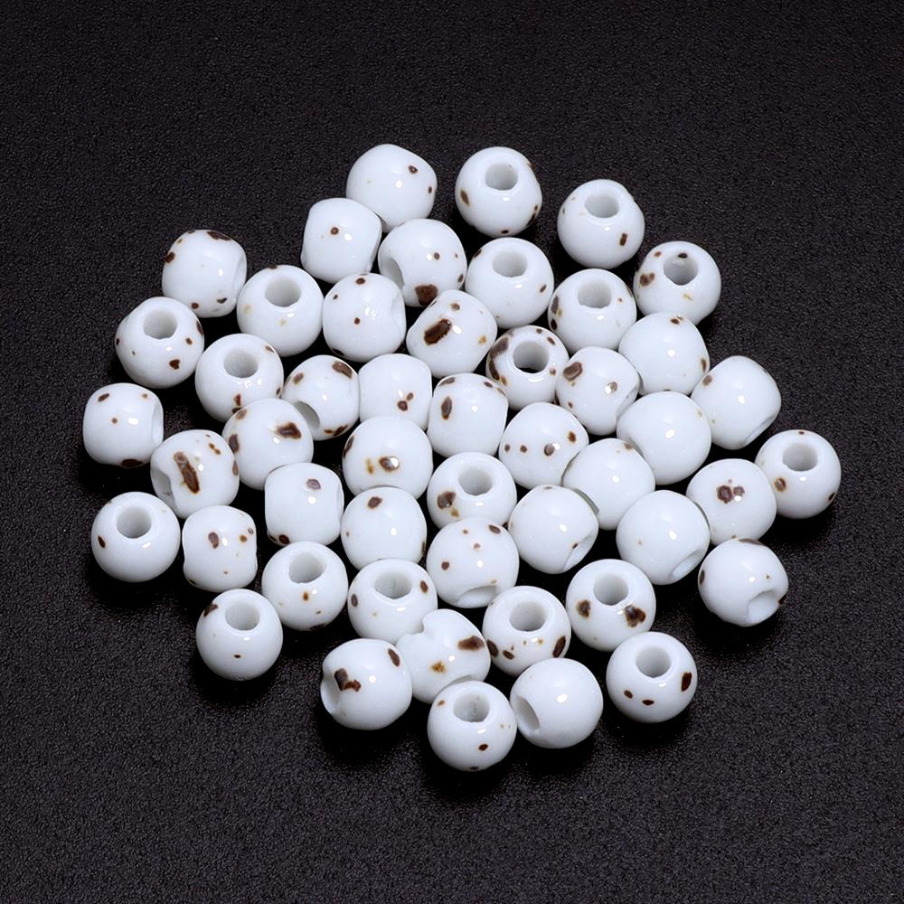 30pcs/lot Round Shape Ceramic Beads Colorful Loose Beads Spacer Beads For DIY Jewelry Making Necklace Bracelet Accessories