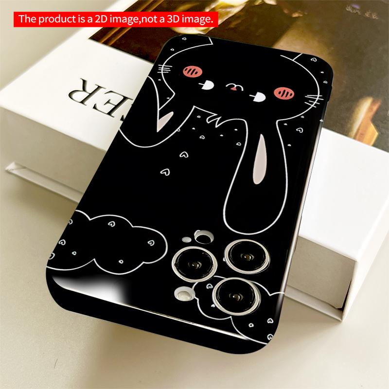 2DFlat Cute Rabbit & Clouds Phone Case All inclusive film hard iPhone case, compatible with iPhone 18 Pro Max 17 16 15 14 13 12 11