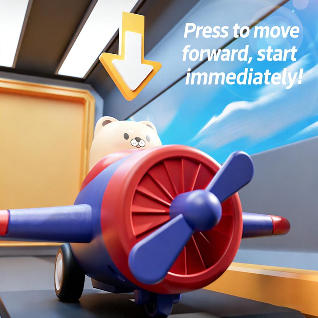 Children's Toy: Press-to-fly Cartoon Airplane Model, Inertial Toy Car