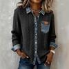 Giacca Camicia Patchwork in Maglia e Denim da Donna Manica Lunga Vestibilità Larga Capo Esterno Casual Invernale