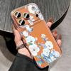 Silicone Clear Phone Case For iPhone 17 16 Pro 15 14 13 12 Pro Max 11 Transparent Shockproof Soft TPU Line Flower Printed Cover