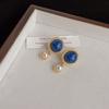 Haze blue oil drop earrings female silver needle retro literary fashion temperament earrings niche high-end autumn and winter earrings
