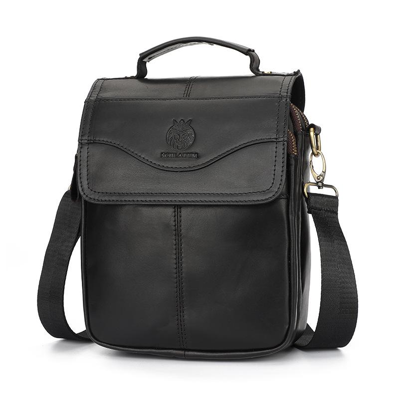 The First Layer of Cowhide Men's Shoulder Bag, Leather Trend Men's Bag, European and American Men's Large-capacity Messenger Bag