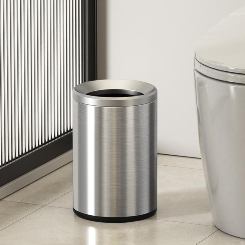 Stainless Steel Trash Can Large Capacity Household Trash Bin Modern Minimalist Toilet Garbage Bins Kitchen Clean Accessories