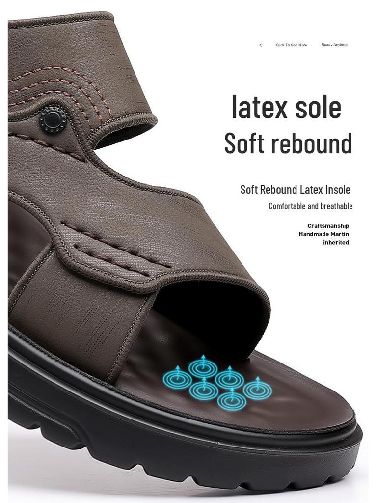 2025 Men's Dual-Use Driving Sandals: Soft Sole, Latex Pad, Plus Size Beach Slippers